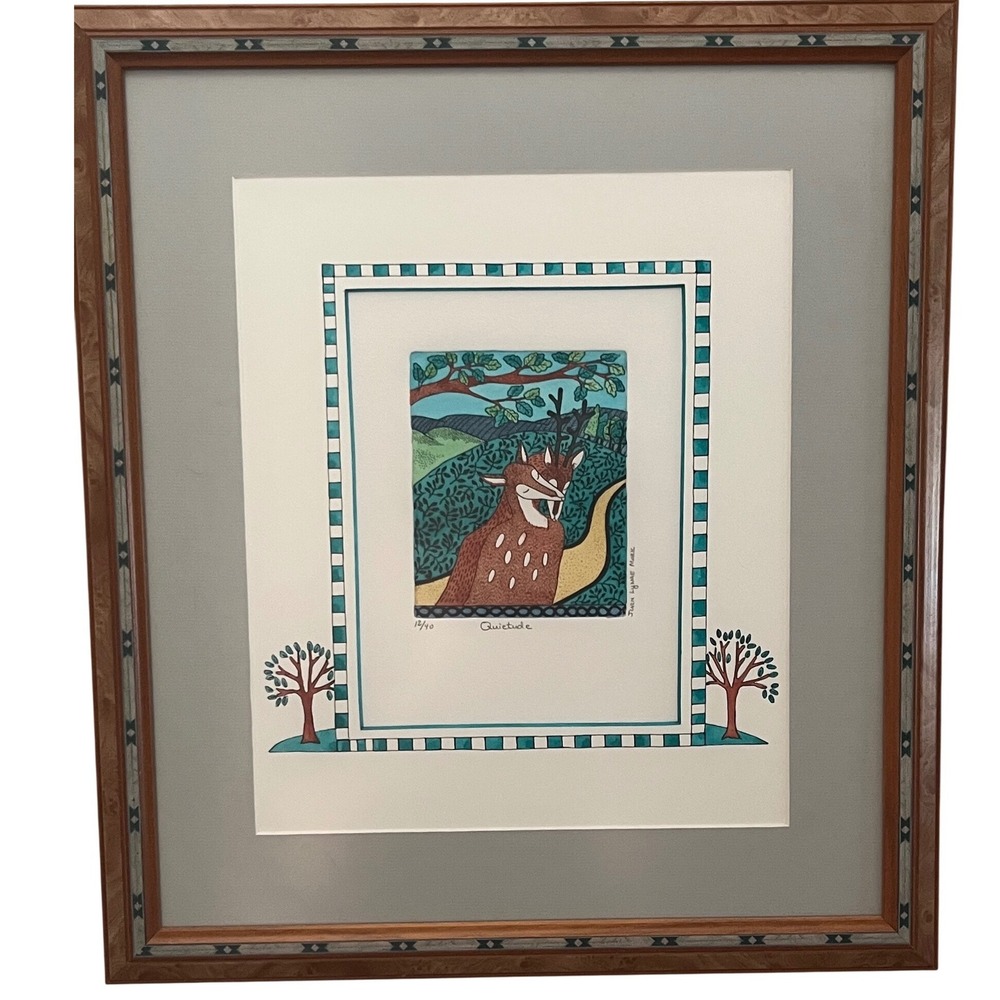 Folk Art Jorn Lynae Mork "Quiétude" Limited Edition Print 12/40 Hand-Painted Mat
